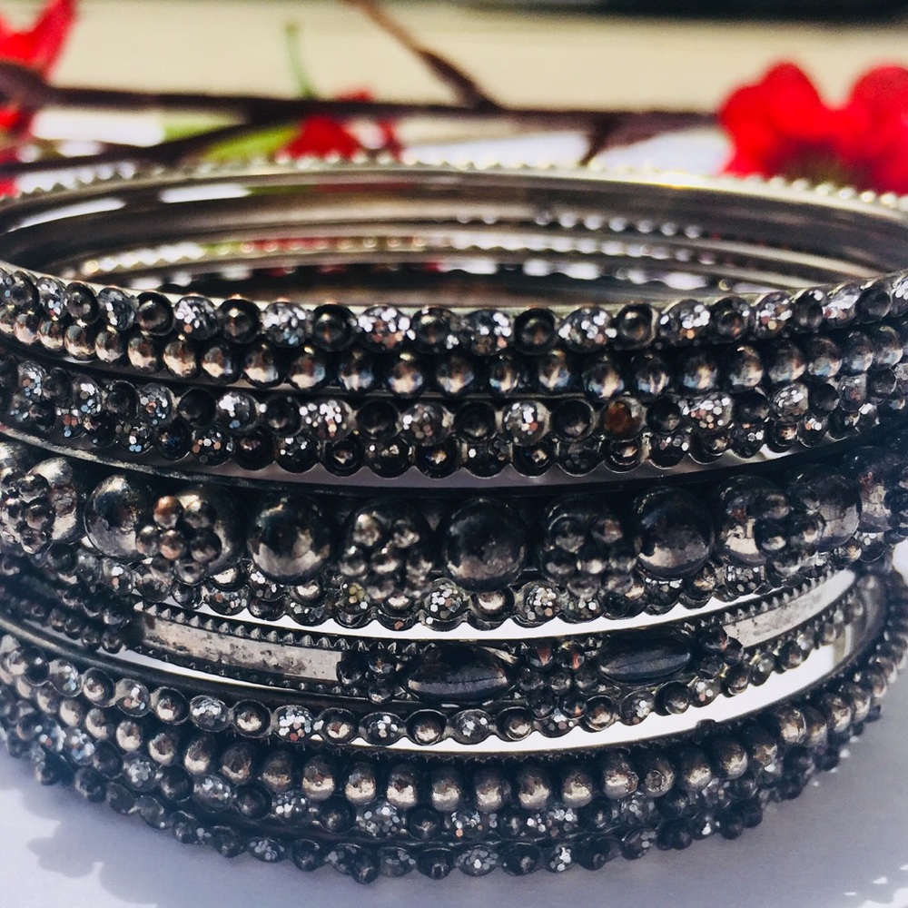 Boho Pewter Tone Stackable Bracelets